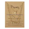 Pendant Necklaces 3Pcs/Set 12 Constellation Zodiac Sign Necklace Horoscope Zircon Jewelry Galaxy Libra Astrology Gift With Retail Drop Otkfv