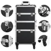 Professionele make -upcase 3 in 1 Portable Trolley Black Organizer Travel Bagage Cosmetic Bag Train 240416