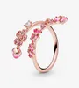 100 925 Sterling Silver Pink Pêssego Anel aberto para mulheres EGENGEM ANENTES DE EGANTAÇÃO DE MODIDAS Acessórios de jóias de moda8287956