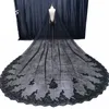 Black Sequin Lace Veil Cathedral Bridal Châle Accoune de mariage Veil Bridal Largeur 300 cm Real Shot B9nj #
