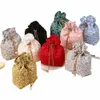 creative Fr Canvas Wedding Handbag Drawstring Pearl Sugar Bag Large Capacity Jewerly Gift Packing Bag U4Sm#