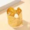 Bracelet argent couleur feuille de feuille pour femmes feuilles d'or charnière vintage filles fête bijoux de rue accessoires