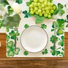 Table Mats Shamrock Clover Lucky Irish St. Patrick's Day Placemats Set Of 4 12x18 Inch Seasonal Spring For Party Kitchen Decor