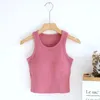 Camisoles tanks geribbeld dames camisole massieve kleur mouwloos met gewatteerde buste draadloze crop top basering lagen onderhemden vrouwelijk kort