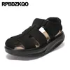 Scarpe casual Fisherman sandali di grandi dimensioni piatti gladiatori romani a forme piatte di mucca muffin spessa 42 dito di punta vera donne swing nubuuck