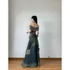 Kjolar kvinnor denim kjol y2k emo 2000-talskläder långa harjuku koreanska 90-talets mode vintage gradient a-line jean grunge