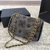 Shiny Diamonds Women Designer Shoulder Bag Classic Flap Two-Tone Flower Circle Pattern Gold Hardware Matelasse Chain Luxury Square Wallet Cross Handväska 22x13cm