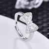 S925 Silver Cute Butterfly Designer Rings for Women Girls Fashion Luxury Crystal CZ Zircon Sweet Bow Bowknot Design Chinese Nail Finger Love Ring Jewelry Gift