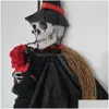 Feestmaskers 90 cm Halloween hangende skl zwart witte rattan krans gehouden huis rekwisieten horror decoratie home outdoor 230802 drop deli dhpus