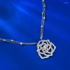 PENDANTS Springlady 925 Sterling Silver Lab Sapphire Gemstone Collana a ciondolo di fiori romantici per donne Regali di anniversario