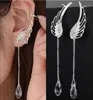 Boucles d'oreilles en cristal d'oriste d'oreilles d'ange plaqué de lustre en argent Silver Silver Styliste pour femmes