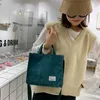 Lyxdesigner handväska corduroy damväska ny trend singel axelväska fast färg spänne messenger väska liten fyrkantig väska