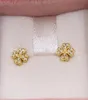 Gold Bear Good Vibes Clover Earrings Stud With Diamonds 925 Sterling Fits European Jewelry Style Gift Andy Jewel 0181130503080018