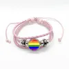 Bangle Accessories LGBT Gay Pride Theme Dome Glass Pink Lederen Bracelet Handgemaakt sieraden Gift