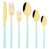 Dinnerware Sets 6Pcs/Set Black Gold Set Stainless Steel Tableware Knife Dessert Fork Spoon Coffee Cutlery Kitchen Flatware