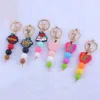 Cross border new silicone bead keyring jewelry creative DIY cartoon apple keychain bags hanging accessories wholesale