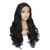 Naturel Hirline Soft Black Deep Wavy Wavy Human Synthetic en dentelle de dentelle Perruques AVANTS avec des cheveux moyens de la chaleur à la chaleur Perrette pas cher Fashion Foot