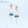 Kolczyki Dangle Sz Design Trendy Prosty geometryczny długi kryształ 585 Rose Gold Color Ear Hook dla kobiet imprezowy prezent biżuterii