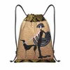 Custom Art Deco Erte Greyhound Trekkoord Tas Vrouwen Heren Lichtgewicht Whippet Windhd HD Sport Gym Opslag Rugzak O5IH#