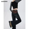 Jeans pour femmes Y2k Harajuku Streetwear Style dans toute la jambe hauteur Pantalon évasé 2024 Automne Hiver Vintage Grunge Denim Tableau