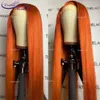 Gingembre orange Simulatiion Human Heugs Wigs Natural Hirline Brésilien Synthétique Body Wave Lace Front Perruque pour les femmes nouée blanchies Ligne