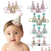 Hair Accessories 1/2/3 Birthday Party Hats Headband Crown Princess Prince Headdress Baby Shower Kids Decoration 20 Colors Drop Deliver Dhuv4