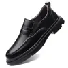 Casual Shoes Man oryginalna skórzana koronka w górę Oxfords Flat Outdoor Fashion Business Moccasins Black