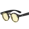 Óculos de sol usam variedade resistente de cores punk flip copos metal confortável uv400 quadro circular