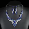 Muslim Rhinestone Necklace Earring Set Romantic Jewelry Set Luxury Women Fashion Wedding Banquet Dubai Party Gift 240410