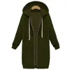 Kvinnors hoodies 2024 Autumn Women Casual Long Sweatshirt Coat Pockets Zip Up Outerwear Hooded Jacket Tops