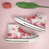 Casual Shoes 2024 Canvas High-Top Spring och Autumn Women handmålade lilla vita brädet