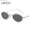 Солнцезащитные очки Lnfcxi Vintage Полноканистые анти-синие светлые очки для женщин сплав с сплам маленький овальный атмосферт блестящие очки. Солнцезащитные очки Y240416