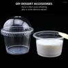 Wegwerpbekers rietjes Verpakkingsdoos Dessert Cup 250 ml Clear Salad Diy Accessoires Cover