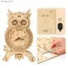 3D Puzzles ury Creative DIY 3D Fawn Owl Zegar drewniany model zestawu blokowego Zestaw zestawu dla dzieci dla dzieci Dekoracja