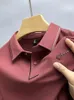 Ice Seide Luxusmarke Herren Polo-Hemd Lapel Druck nicht eisenloser kurzärmelöter Sommer Korean Fashion Casual Men T-Shirt 240415