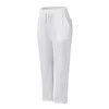 Women's Pants 2024 Fashion Casual Cotton Thin Breathable Hollow Stitching String Solid Color Pantalones De Mujer