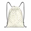 Elegant Gold and White Fleur de Lis Pattern Sac à cordon portable Sports Saclage de sports Lily Fr Training Rangement Backpacks J7X2 #