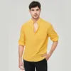 Camisas casuales de hombres Algodón Spring Summer Camisa Solidal manga larga Medio botón Camisas Copas de alta calidad