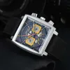 2024 Men Função Quadrada de 6 pinos masculino Quartz Dual Color Strap Watch