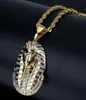 18k in argento dorato ghiacciato egiziano faraone cristallo rame zircone diamanti collana a pendente a pendente gioielli placcati gioielli placcati Pop