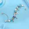 Charm Bilezikler Klasik Tasarım Dolphin Bangles Kadın Mücevher Hediyesi Mavi Murano Kristal Cam DIY Boncuk