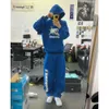 Hip Hop Men Rahat Trailsuit Sweatpants İki Parçalı Haruku Street Giyim Büyük Boy Hoodie Spor Giyim Seti Erkek Giysileri Y2K