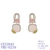 Boucles d'oreilles en peluche de luxe de conception cubique zircone grande forme carrée en pierre de pierre drop cz bijoux festif ce12043