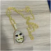 Pendant Necklaces New Fashion Iced Out Skeletor Necklace With Tennis Chain Copper Hip Hop Gold Sier Color Mens/Women Charm Jewelry Dro Dhtle