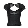 Camicie da donna xeeemolo sexy t-shirt nero senza scollo quadrato y2k mesh mesh sheer out out top top estate streetwear manica corta