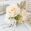 Decorative Flowers 5 Branches Silk Peony Roses Combination Artificial For Home Vases Decor Bride Bouquet Wedding S DIY Gift Box