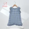Girl Dresses Korean version 2024 Children's Dress Girls Summer Pure Cotton Spets Collar Baby Bubble kortärmad klänning1-5y