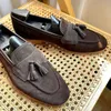 Chaussures habillées Brown English Top Layer confortable Slip-on Suit American Franged for Men