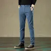 2023 Autumn Casual Straight Pants Men Cotton Business Slim Stretch Trousers Male Blue Black Light Grey Dark 240415