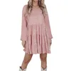 Casual Dresses Women s paljett miniklänning glitter långärmad solid färg tiered lös babydoll